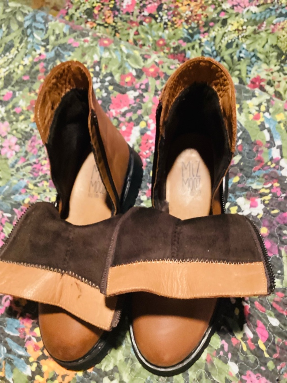 Miz Mooz Tan Moto Boots with Black Sole - Picture 5 of 10